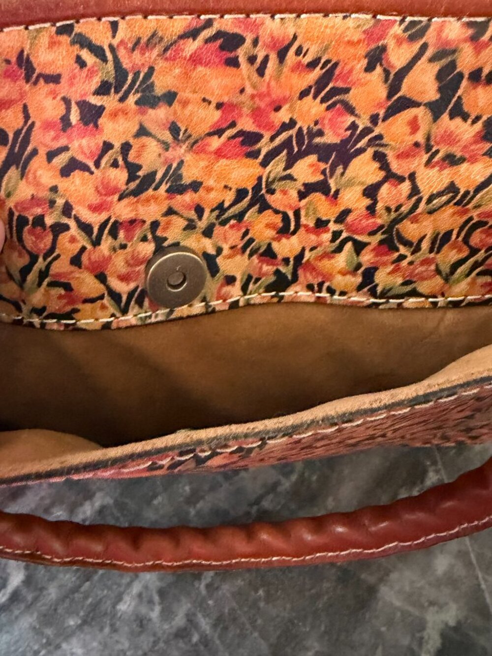 Patricia Nash Mini Blooms Dauphine Leather Satchel Bag Floral Organizer Top Han - Picture 7 of 11